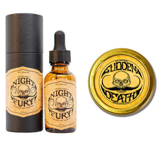 Sudden Death Strong Hold Mustache Wax and Night Fury Mustache Wax Remover Oil Set