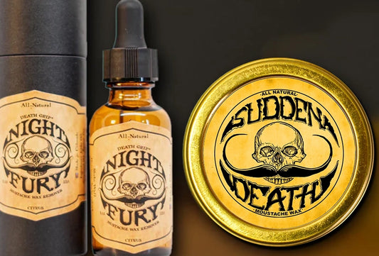 Sudden Death Strong Hold Mustache Wax and Night Fury Mustache Wax Remover Oil Set