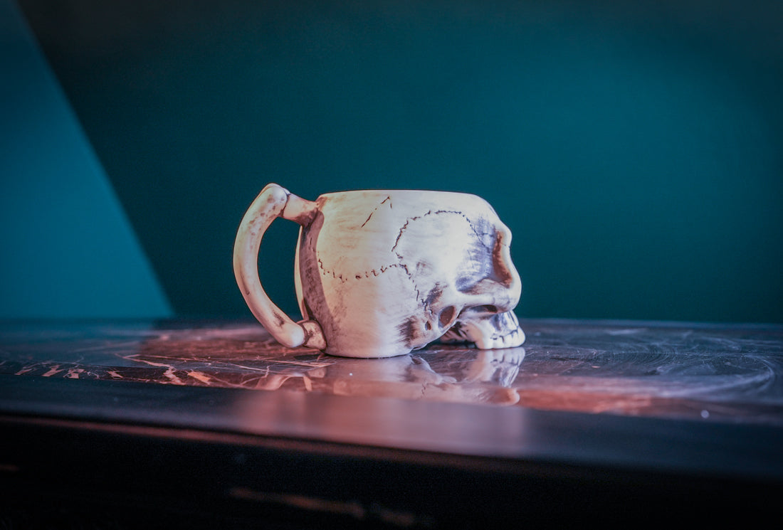 White Shaving Bowl | Burn The Ships Handmade White Ceramic Skull Lather Bowl