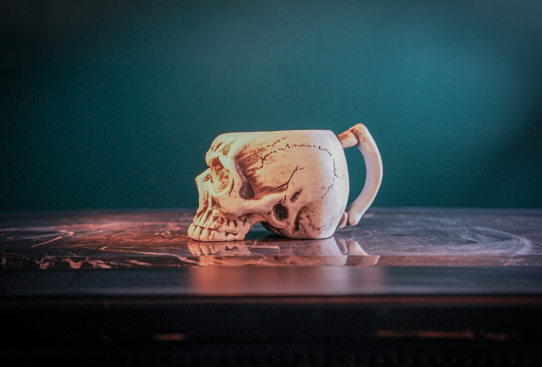 White Shaving Bowl | Burn The Ships Handmade White Ceramic Skull Lather Bowl