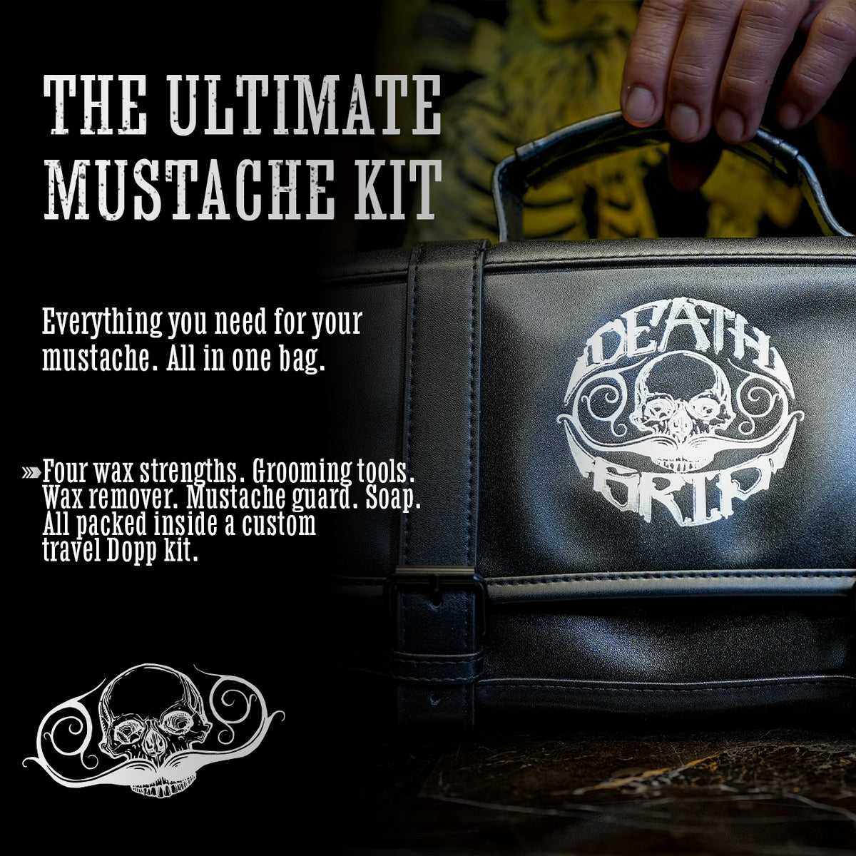 Death Grip Platinum EDC Mustache Wax Kit | Refillable Wax Inserts