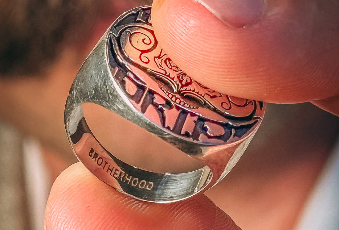Death Grip Brotherhood Signet Sterling Silver Ring