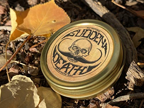 Mustache Wax Strong Hold Grooming For Men - 1oz Sudden Death Moustache & Beard Wax - Perfect For Handlebar Mustaches - No Heat Required