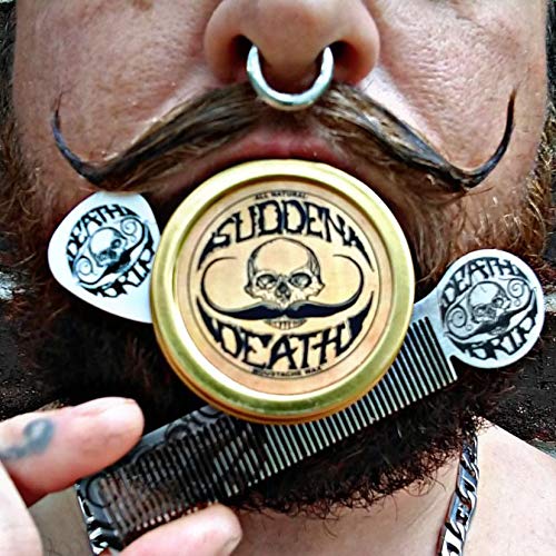 Mustache Wax Strong Hold Grooming For Men - 1oz Sudden Death Moustache & Beard Wax - Perfect For Handlebar Mustaches - No Heat Required