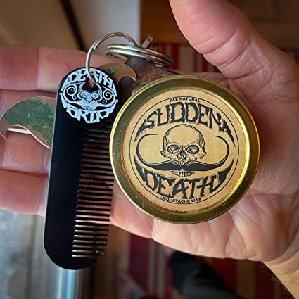 Sudden Death Strong Hold Mustache Wax and Death Grip Mustache Keychain Comb Set