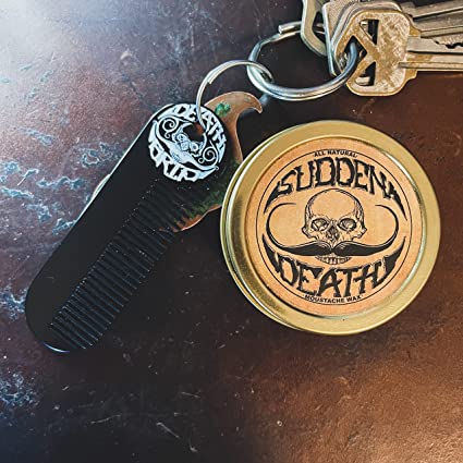 Sudden Death Strong Hold Mustache Wax and Death Grip Mustache Keychain Comb Set