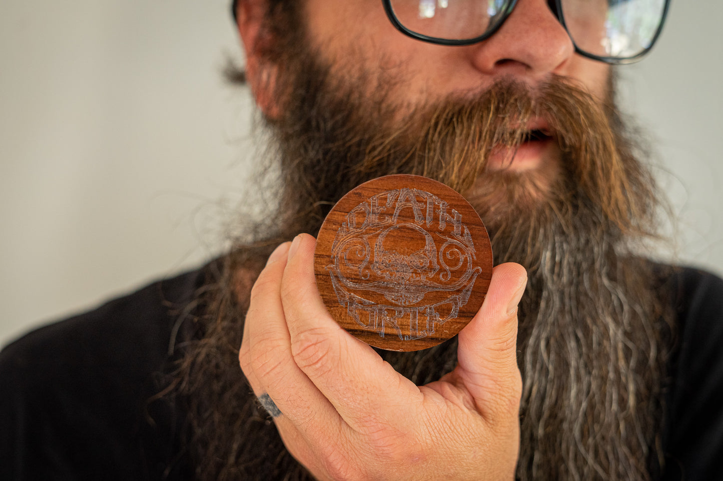 Small Round Beard and Mustache Brush with Travel Case