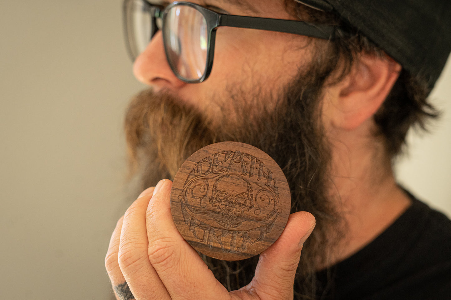 Small Round Beard and Mustache Brush with Travel Case