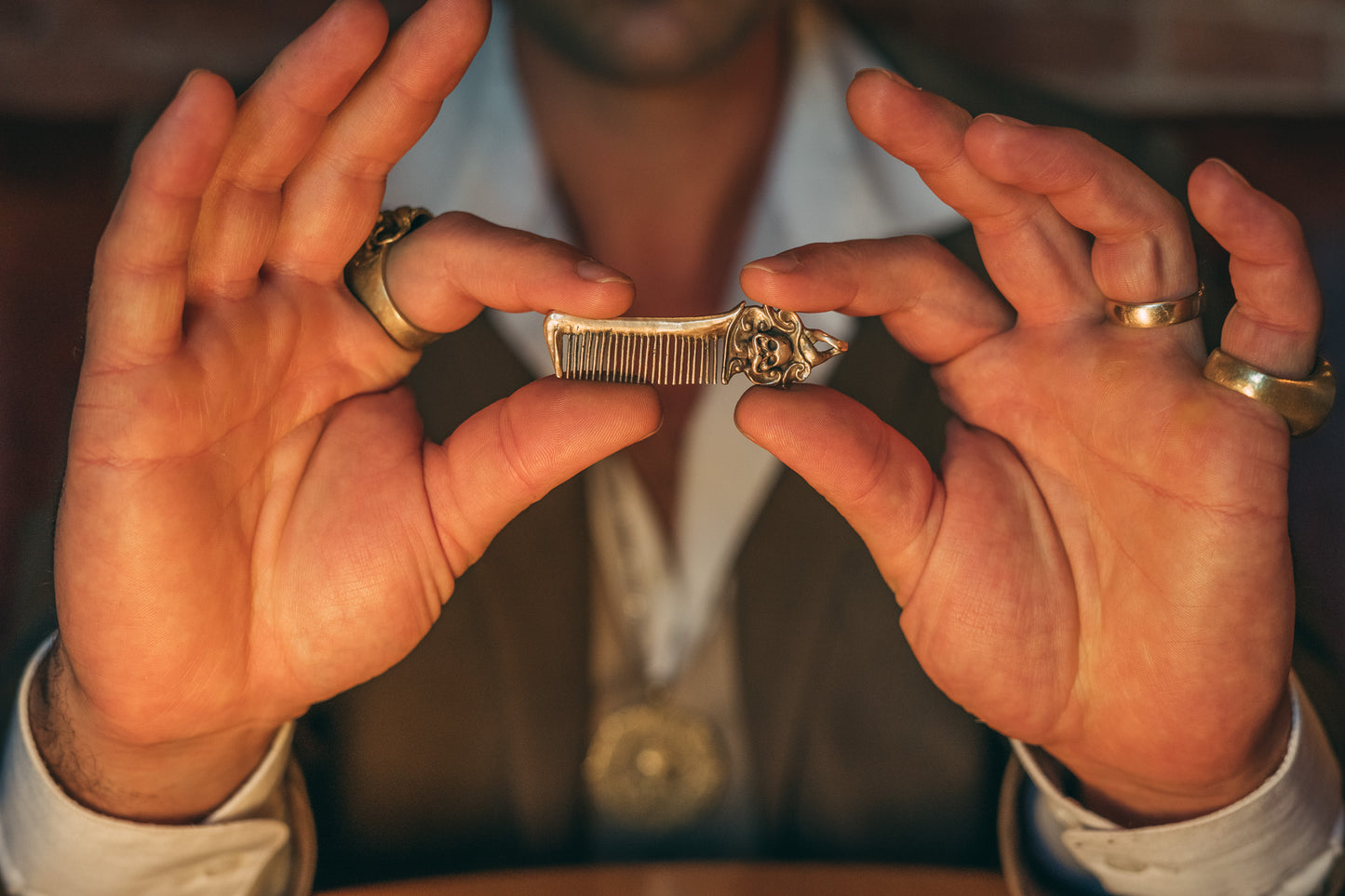 Limited Edition Hand Crafted Bronze Pocket Mustache Comb