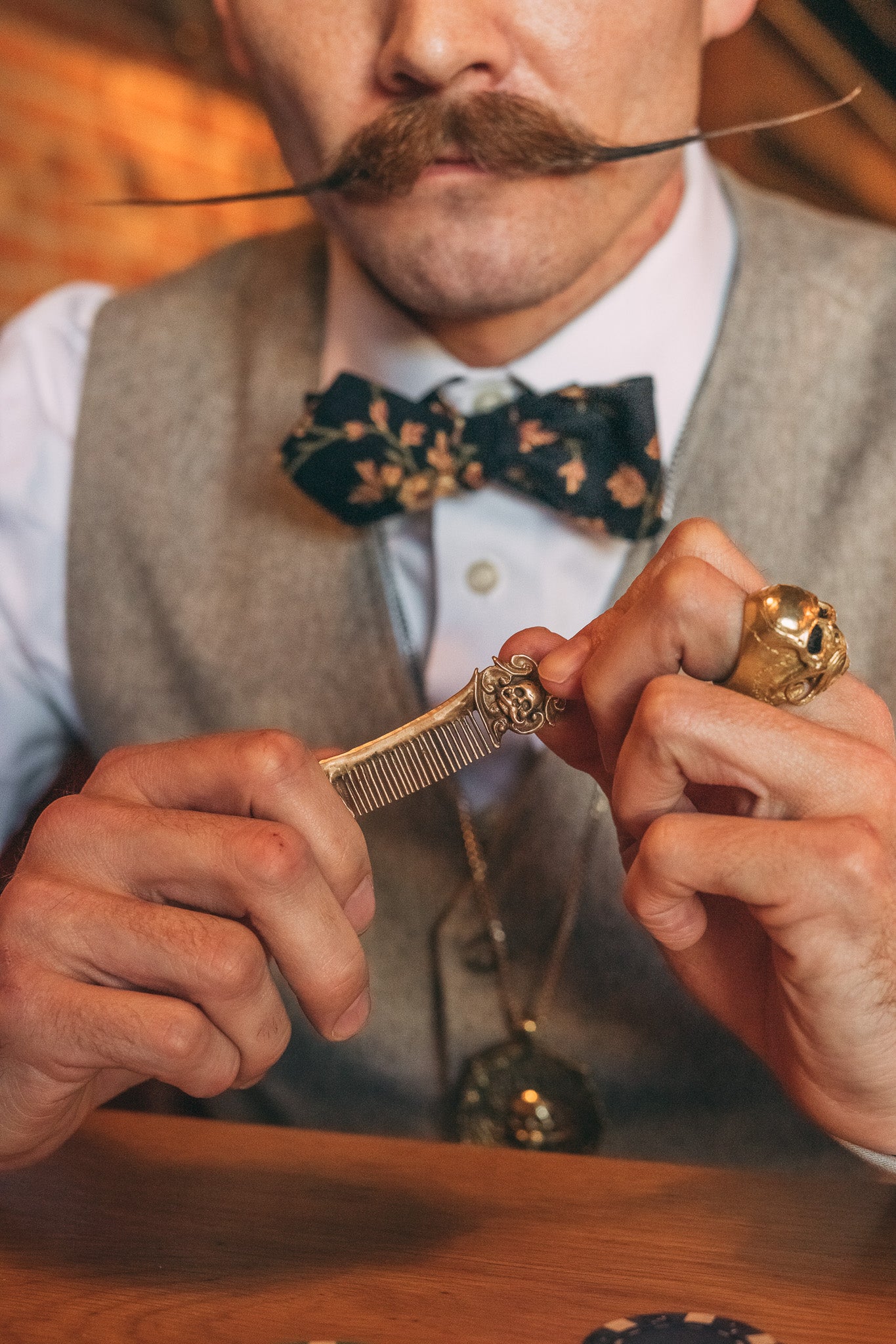 Limited Edition Hand Crafted Bronze Pocket Mustache Comb