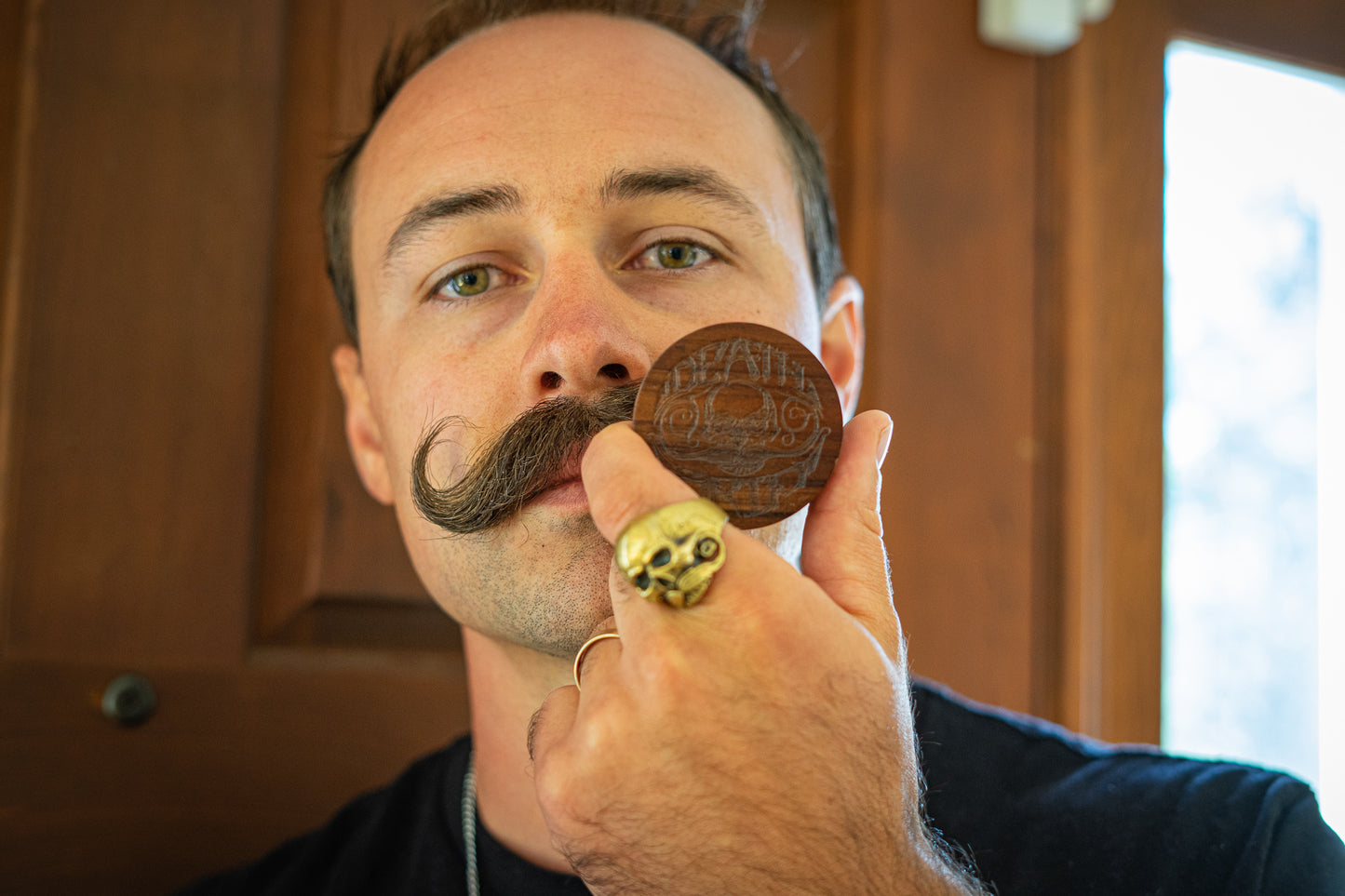 Small Round Beard and Mustache Brush with Travel Case