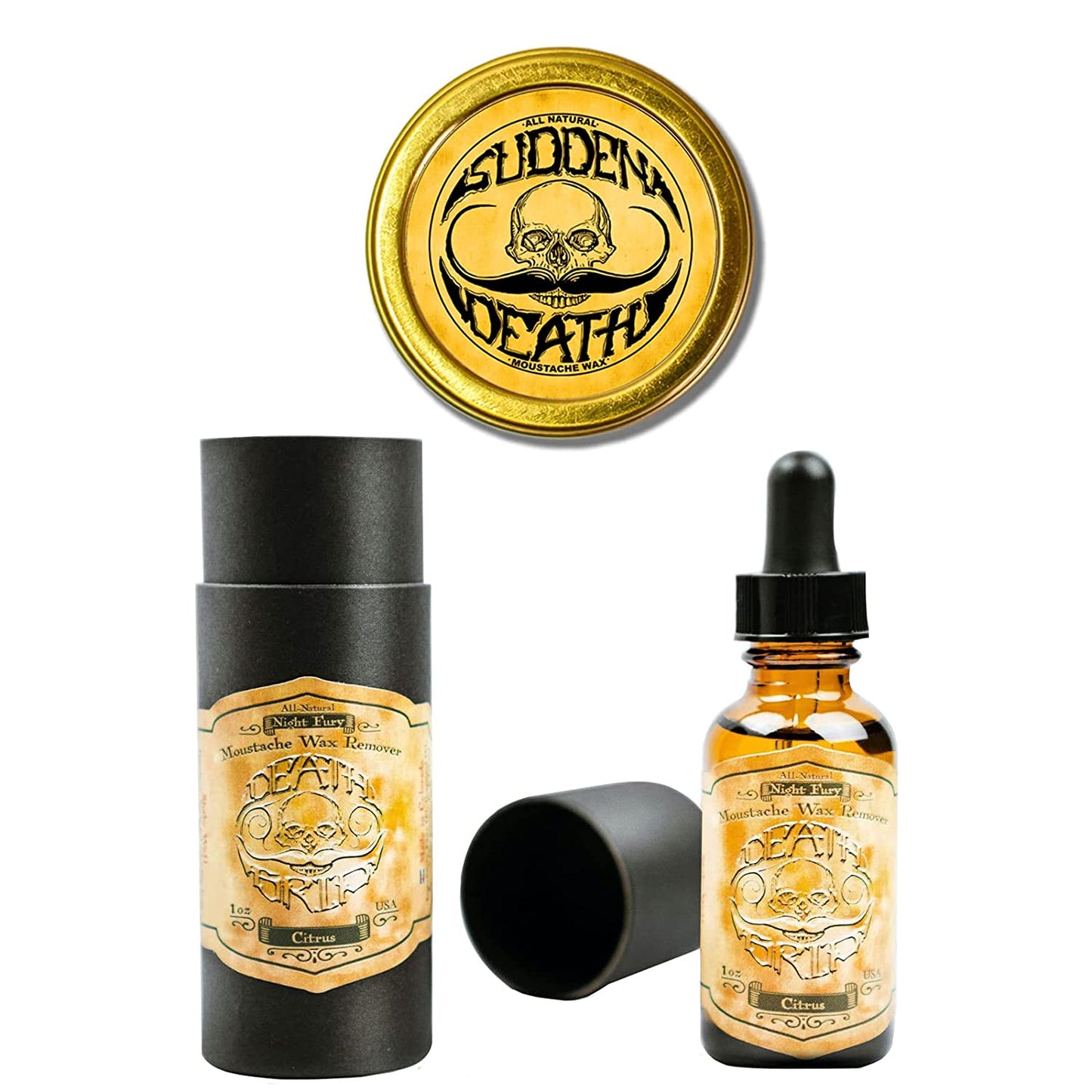 Sudden Death Strong Hold Mustache Wax and Night Fury Mustache Wax Remo –  Death-Grip